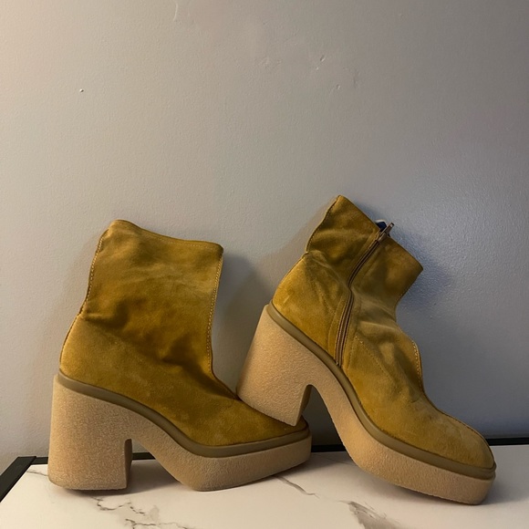 Free People Suede Ankle Sock Platform Booties Camel Size 40EUR US 10 - Picture 7 of 7